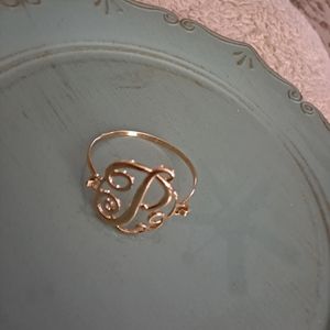 Gold tone initial P bangle bracelet